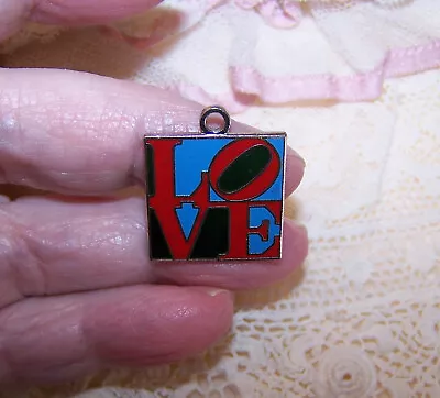 RARE Dated 1966 Silverplate Enamel Charm - LOVE By Robert Indiana • $495