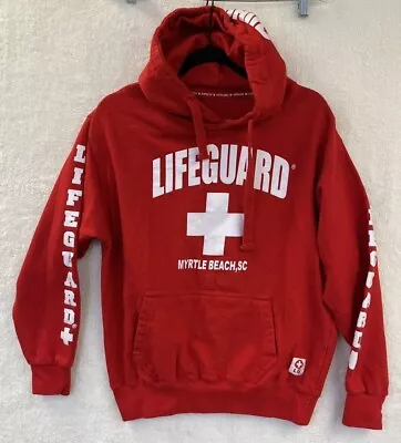 Lifeguard Red Hoodie Myrtle Beach SC Sweatshirt Size Adult Medium With Pockets • $15