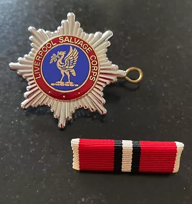 Liverpool Salvage Corps Cap Badge & Long Service Medal Ribbon • £15