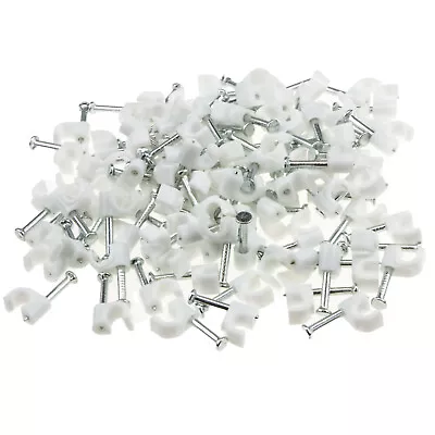 100 X Round  Cable Clips Ethernet Phone Aerial Electrical Lead   5mm/6mm/7mm/8mm • £3.10