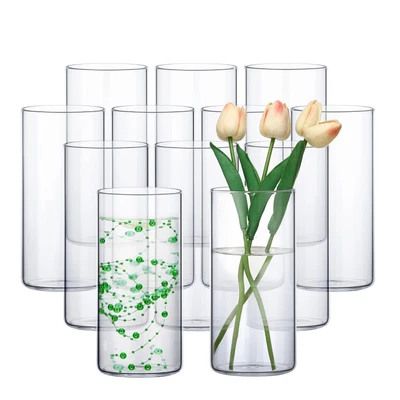$140.68 • Buy Sieral 12 Pack Glass Cylinder Vases Clear Flower Vase Tall Floating Candle Ho...