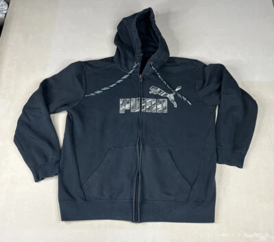 $20 • Buy Puma Hoodie Mens Medium Black Casual Sweatshirt Top Zip Up Pockets Men