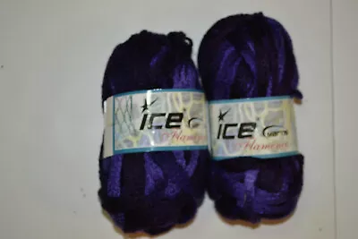 Lot Of 2 Ice Yarns Flamenco Ruffle Yarn Purple 100gm Ea. NEW • $12.99