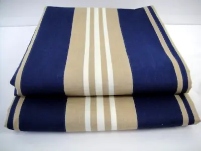 Michael Kors 100% Cotton Set Of 2 Navy Beige Stripe Euro Pillow Covers 25x25 In. • $12.99