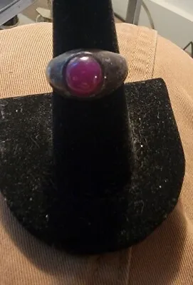Art Deco 3ct Cabochon Natural Red Ruby Silver Mens Pinky Ring Size 9 Jewelry  • $325