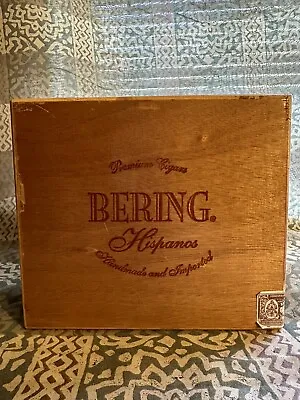 Vintage Bering Hispanos Wooden Cigar Box W/Clasp Closure Empty Box • $8.25