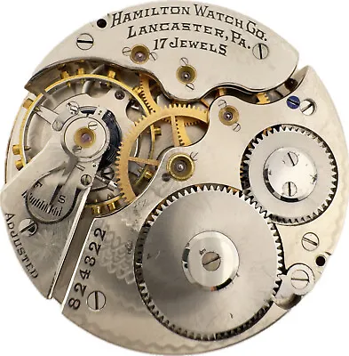 Antique 16s Hamilton 17Jewel Hunter Pocket WatchMovement 975 USA Wrong Dial Runs • $75