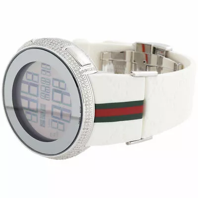 Brand New Mens Diamond Gucci Watch I Gucci Digital White  Band Ya114214 2.5 CT. • $2495