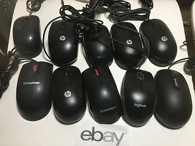 Mixed Lot Of 10 Lenovo HP Microsoft Logitech USB Optical Mouse W/ Scroll Wheel  • $28.99