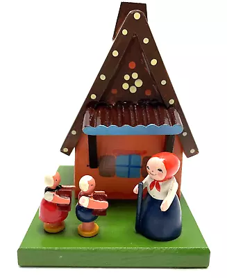 Vintage German Hand Painted Wooden House Incense Burner /Smoker Woman & Kids • $43.99