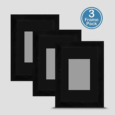 Black Photo Frame 6x4 X3 MULTI PACK Incl Black Mount 3.5x2.5 ACEO Art Print • £20.50