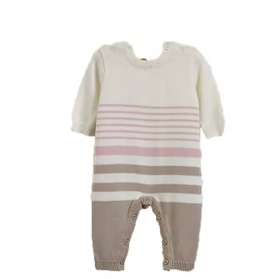 Natures Purest Cream Mink & Pink Striped All In One - 3-6 Months  (0061B) • £6.99