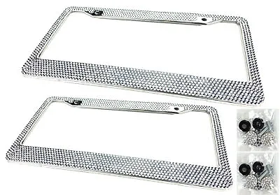 2 X Clear Bling Diamond Crystal Glitter Metal License Plate Frame For BMW Mini • $18.89