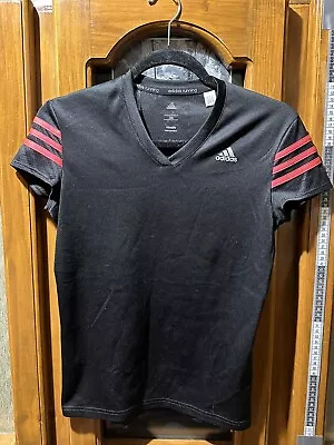 Adidas Womens Size XS 6 8 Sports Top Ladies Tshirt Training Black Lightweight • $10.99