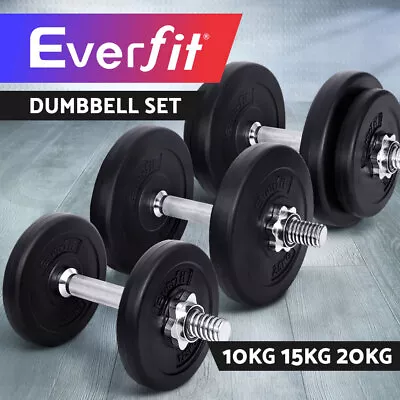 Everfit 10KG/15KG/20KG Dumbbells Dumbbell Set Weight Training Plates Home Gym • $42.95