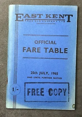 July 1965 East Kent Road Car Company Ltd Official Fare Time Table Timetable • £12