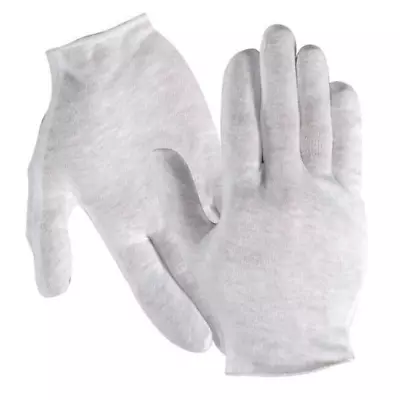 12 Pairs White Inspection Cotton Lisle Gloves Coin Jewelry Light Weight 1 Dz • $8.70