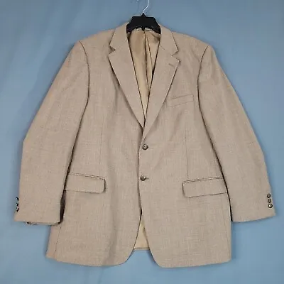 Men's Wool Blend 2 Button Sport Coat Blazer Jacket Tan Size 48L • $32.69