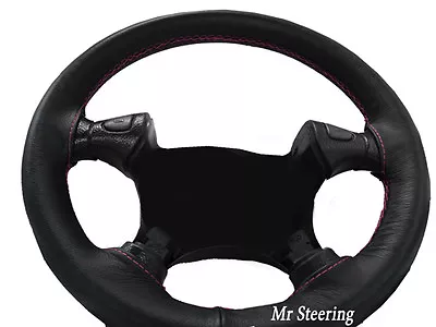 For Vauxhall Vectra B 95-02 Black Leather Steering Wheel Cover Pink Stitching • $35.34