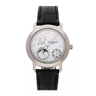 Patek Philippe Calatrava Moon Phase Auto White Gold Mens Strap Watch 5055G-010 • $26250