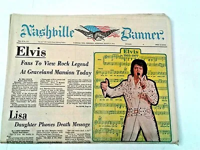 ELVIS PRESLEY DEATH - The Nashville Banner - August 17 1977 • $49.88