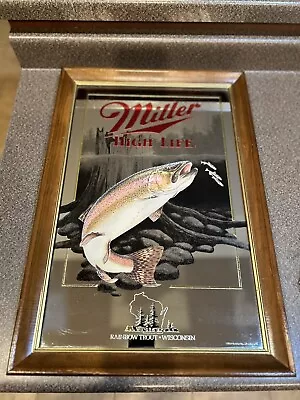 Miller High Life Wildlife Series “Rainbow Trout” Wisconsin Mirror Sign #07511 • $59.99