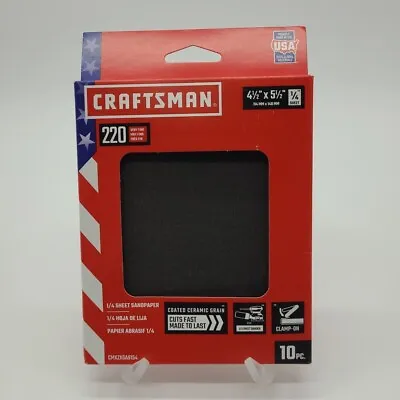Craftsman 220 Grit Snadpaper 4 1/2 X 51/2 10 Piece Packs - New • $4.95
