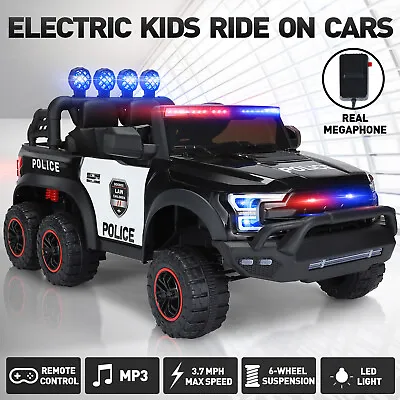 $279.99 • Buy 12V Battery Kids Ride On Police Car Electric Truck 6 Wheel+LED+Intercom+Siren+RC