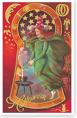 Victorian Halloween Witch Caldron Home Decor Holiday Poster • $14.49