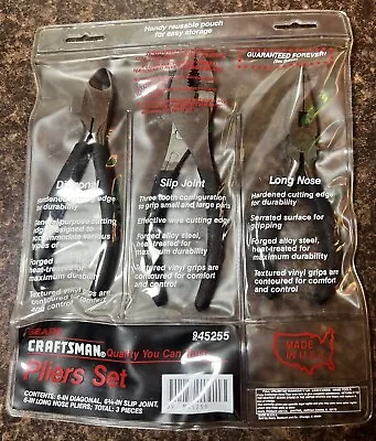 Vintage Sears Craftsman Pliers Set Diagonal Slip Joint Long Nose 45255 USA READ • $65