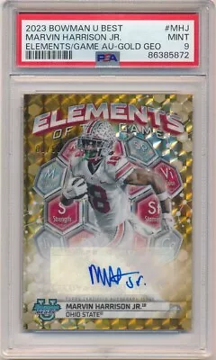 Marvin Harrison Jr 2023 Bowman's Best U Rc Elements Game Gold Auto #03/50 Psa 9 • $61