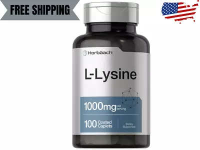 L-Lysine 1000Mg | 100 Coated Caplets | Free Form Dietary Supplement | Vegetarian • $10.44