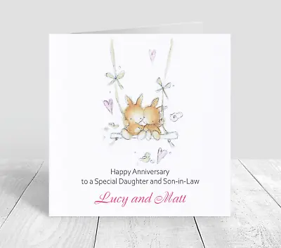 Personalised Wedding Anniversary Card Son Daughter In Law Couple Mum And Dad • £3.50