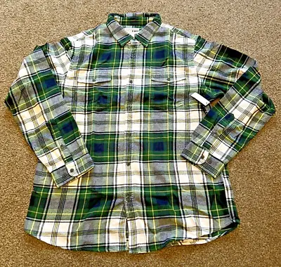 Amazon Essentials Men's Slim Fit LS Flannel Shirt Green/Ivory Plaid XL • £9.99