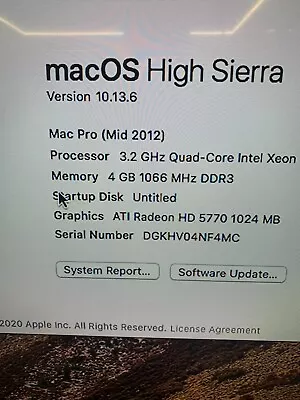 £200 • Buy Apple Mac Pro 3.2GHz Quad Core Xeon4 GB RAM 2 TB HDD A1289 Mid 2012 5,1