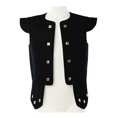 Men's Black Jacobite Kilt Vest - Scottish Sheriffmuir Doublet Kilt Waistcoat • £60