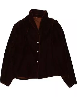 VINTAGE Womens Velvet 4 Button Blazer Jacket IT 46 Large Brown AG15 • £22.89