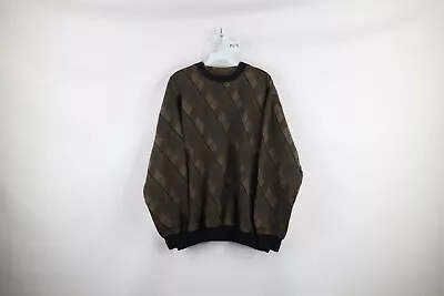 Vintage 90s Streetwear Mens Size XL Faded Argyle Diamond Crewneck Sweatshirt • $38.21