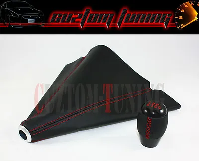 For Mazda 3 6 Rx8 Rx7 6 Speed Leather Shifter Knob+ Shift Boot W/ Red Stitching • $29.99
