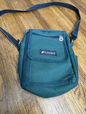 Vintage 90s Everest Green Nylon Zip Organizer Small Belt Bag Fanny Pack • $11.48