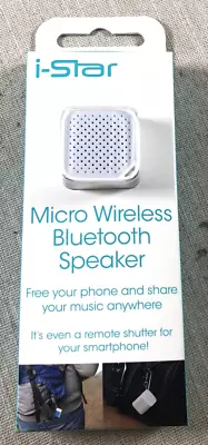 Unused I-Star Micro White Wireless Bluetooth Speaker USB Cable Included 3x2.5cm • £6.50