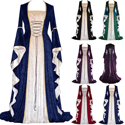 Women's Vintage Celtic Medieval Floor Length Renaissance Gothic Cosplay Dress • $59.12