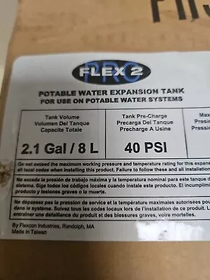 FLEX 2 Pro Flexcon Potable Water Expansion Tank PH5 2.1 Gallon 40 PSI Precharge • $29.95