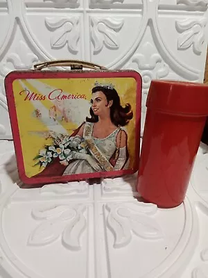 Vintage 1972 Miss America Beauty Pageant USA Metal Collectible Lunchbox Aladdin • $45