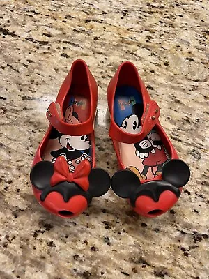 Mini Mellisa MICKEY MINNIE MOUSE EARS RED SHOES SIZE 9 Ultra Girl Disney • $34