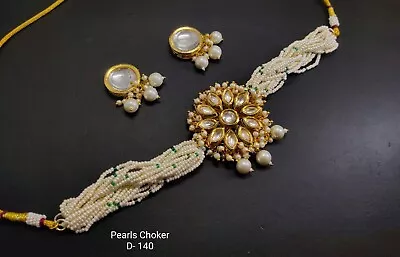 Traditional Kundan Choker Gold Tone Meenakari Designer Bollywood Jewelry Set • $49.99