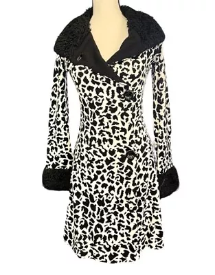 Vintage Betsey Johnson Animal Print Faux Fur Duster Cardigan Coat Sweater Jacket • $75