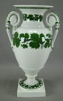 Meissen Green Ivy Pattern Neoclassical Form 8 3/4 Inch Urn Vase Circa 1860-1924 • $295