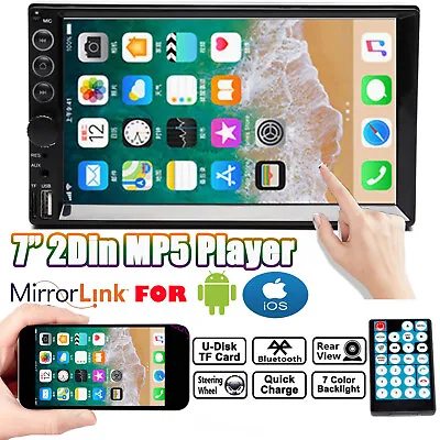 7  2DIN Car AM Stereo Radio MP5 Player Touch Screen Bluetooth Mirrorlink For GPS • $39.10