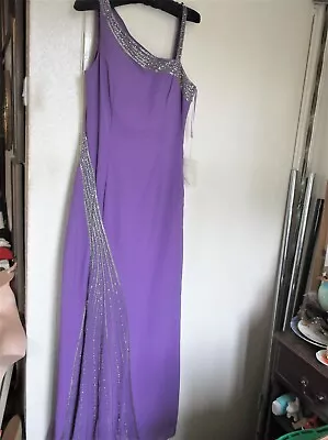 Bnwt Elegant Lilac Chiffon Beaded Diamante Dress & Matching Shawl Yve London M • £60